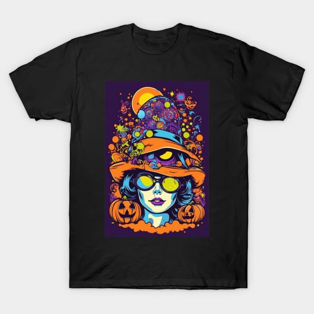 Girl Halloween Pumpkin and hat T-Shirt by socialart